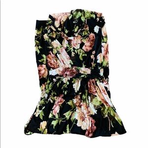 NWT JLUXLABEL Black Floral Halter High Slit Dress